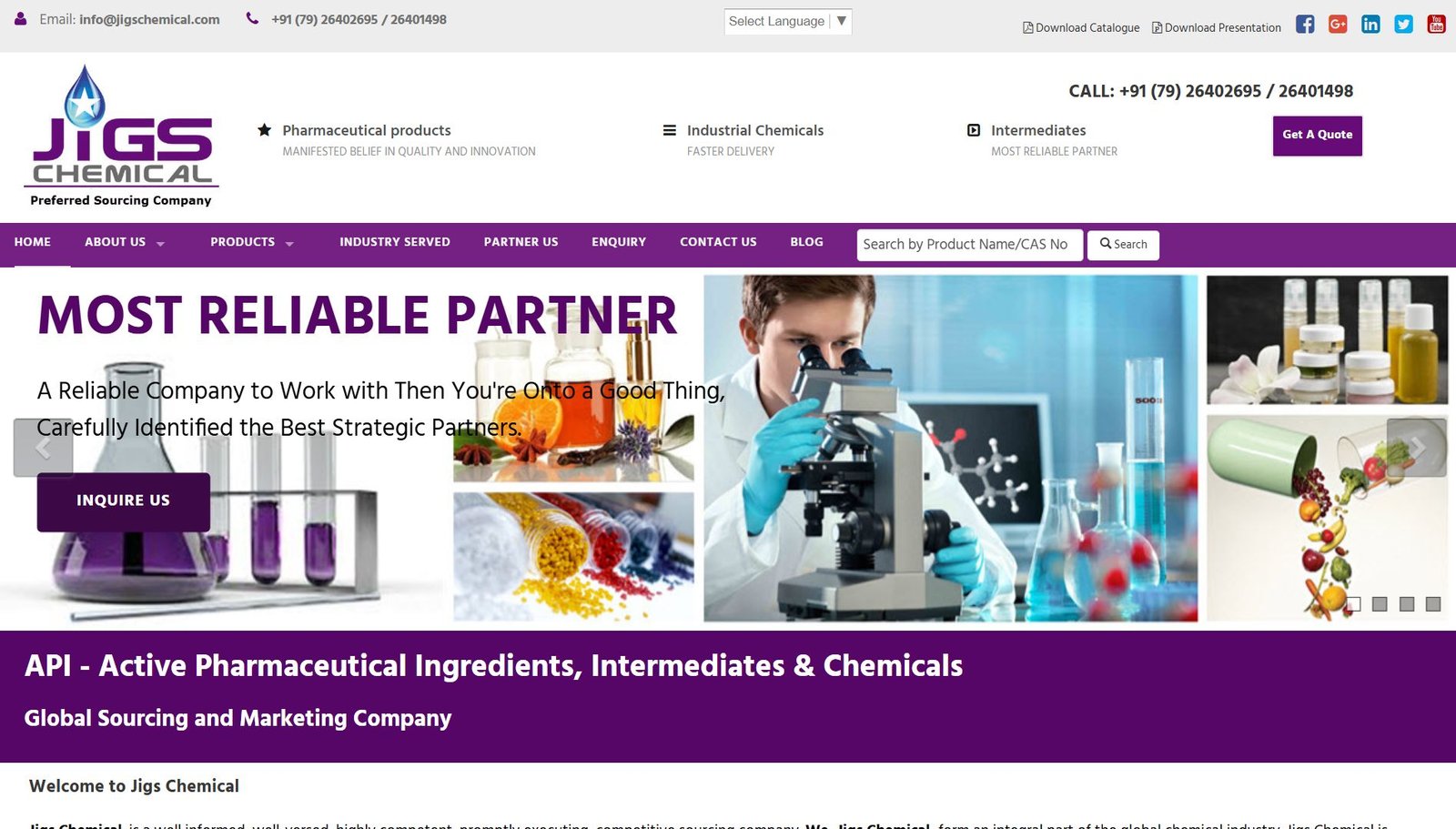jigschemical.com – Web Development & SEO – Aequitasinfotech.com – Ahmedabad