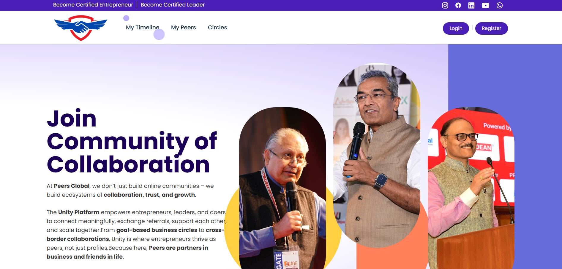 unity peersglobal business platfrom-website-aequotasinfotech.com